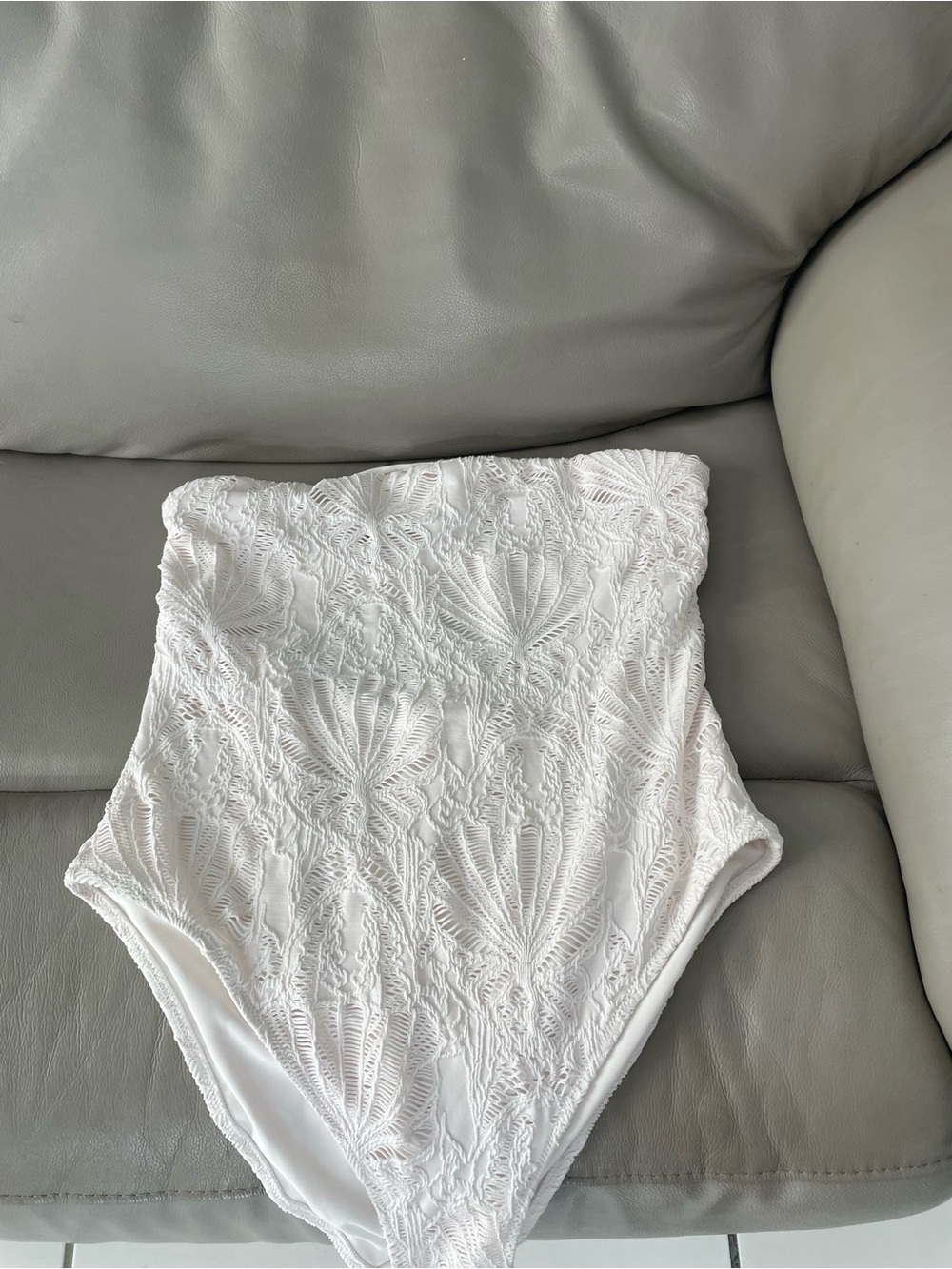 H&M White Textured One-Piece Swimsuit